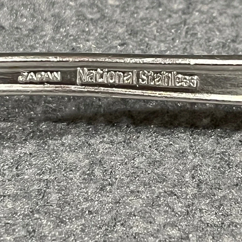 Vintage National Stainless Japan Serving Spoon & Fork Set Floral Stainless Steel